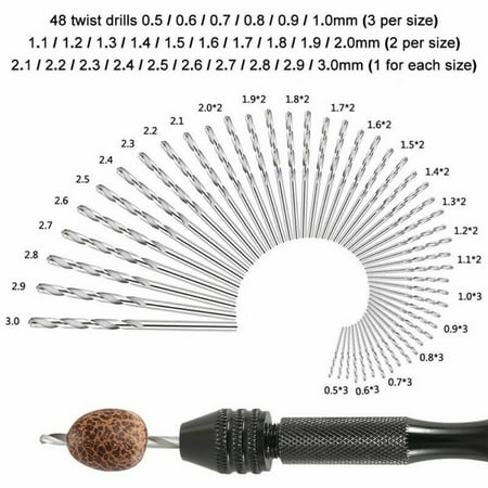 49PCS/Set HSS Mini Micro Spiral Hand Push Drill Chuck Drill Pin Vise Bits Tools 